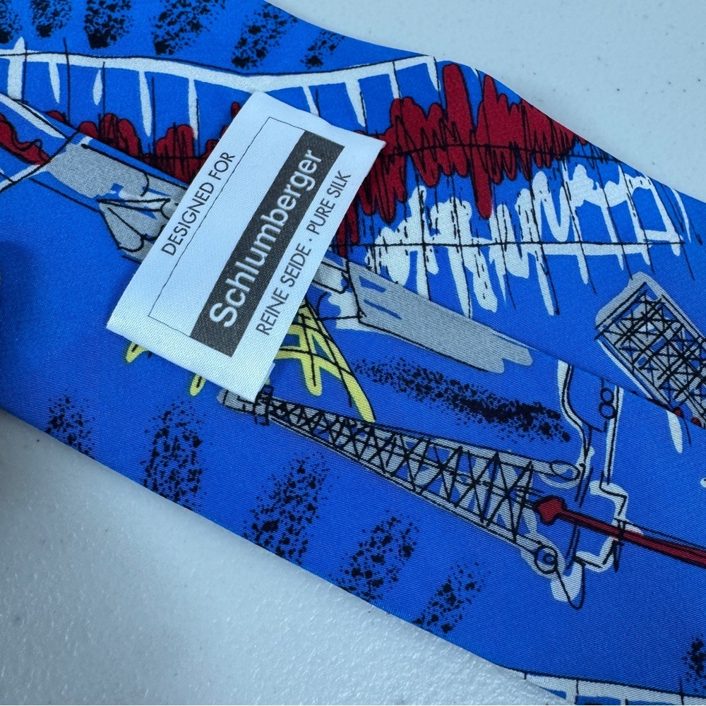 Schimberger Vienna Silk Tie Blue Novelty Architecture Designer Necktie Preppy - Picture 7 of 14